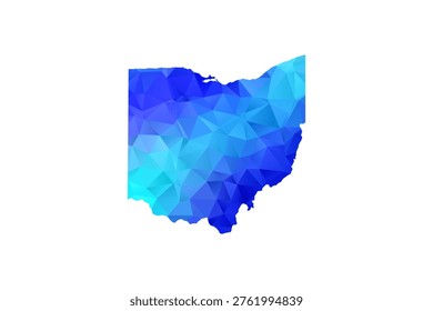 Ohio map - Polygon Style Vector Illustration in Blue Gradient, Low Poly Geometric Design, Isolated on White Background, Perfect for Infographics, Education, and Modern Presentations.