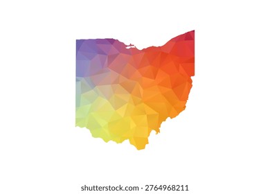 Ohio Map - Polygon Style Vector Illustration in Rainbow Gradient, Low Poly Multicolor Geometric Design, Isolated on White Background, Suitable for Reports, and Creative Projects.