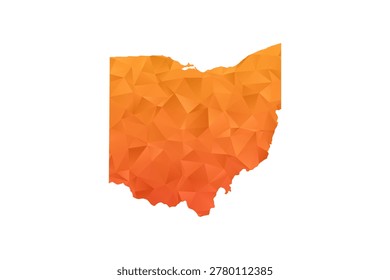 Ohio Map - Polygon Style Vector Illustration in Orange Gradient, Low Poly Geometric Design, Isolated on White Background for Infographics and Education.