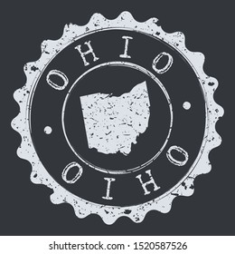 Ohio Map Seal. Silhouette Postal Passport Stamp. Round Vector Icon Postmark.