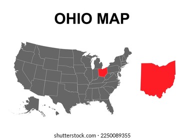 Ohio map shape, united states of america. Flat concept icon symbol vector illustration .