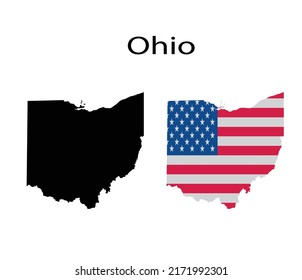 Ohio Map Silhouette and Icon Vector Illustration 