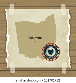 Ohio map with stamp vintage vector background