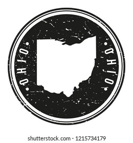 Ohio Map Symbol Round Design Stamp Travel and Business