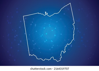 OHIO Map Technology  with network connection background