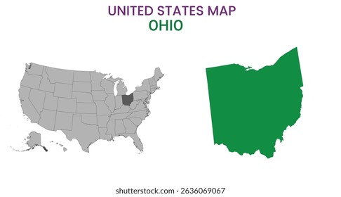 Ohio map of USA state. Ohio map vector illustration. Ohio vector map on white background.