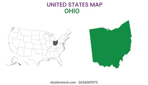 Ohio map of USA state. Ohio map vector illustration. Ohio vector map on white background.