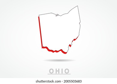 Ohio Map - USA, United States of America map, World Map International vector template with red and outline graphic sketch style isolated on white background - Vector illustration eps 10