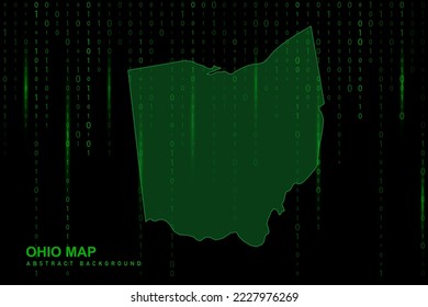 Ohio Map - USA, United States of America Map vector template with Matrix green binary computer code background including light for design, hacker concept - Vector illustration eps 10