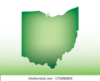 Ohio map using green color with dark and light effect vector on light background illustration
