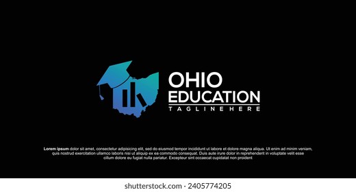 Ohio Map Vector Design Template and online based education. Inspiration for University, College, Postgraduate, Campus, Education logo designs