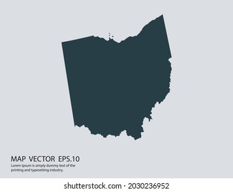 OHIO map vector, isolated on gray background