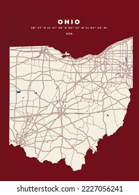 Ohio map vector poster flyer	