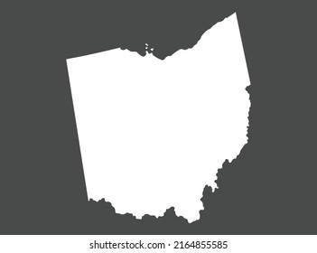 Ohio map vector, white color, Isolated on gray background