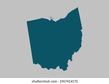 Ohio map vector,Not isolated ocean blue color on gray background