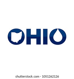 Ohio map with water drop symbol. Vector logo.