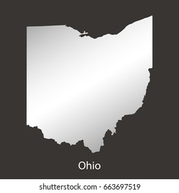 Ohio map,border with chrome,metal shine gradient. Vector illustration