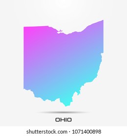 Ohio map,border with pink and turquoise gradient. Vector illustration