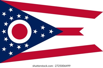 Bandeira oficial de Ohio. Parte dos Estados Unidos. Design limpo para impressão, Web ou uso educacional. Ilustração vetorial.
