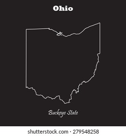 Ohio Outline Map, Stroke. Name Of State. Line Style. Vector EPS8