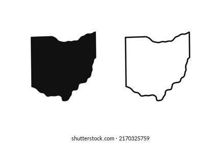 Ohio outline state of USA. Map in black and white color options. Vector Illustration.
