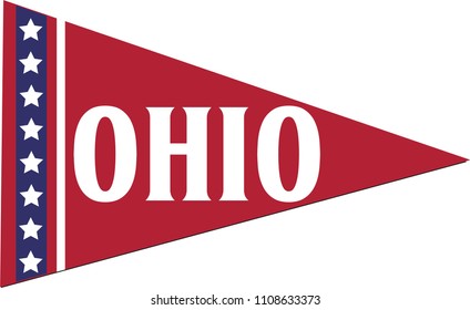 Ohio Pennant, State Flag, Isolated Triangle Vector