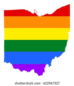 Ohio pride gay vector map with rainbow flag colors. United States of America. 