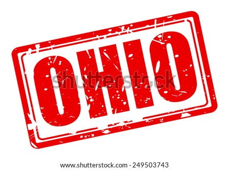 Ohio red stamp text on white