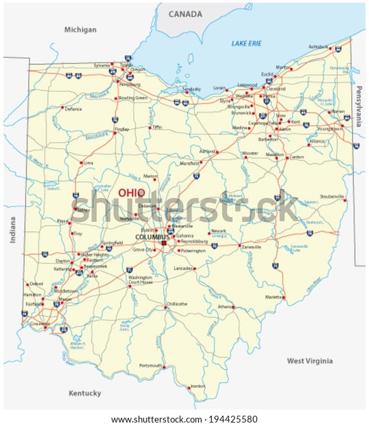 Ohio Road Map Stock Vector (Royalty Free) 194425580