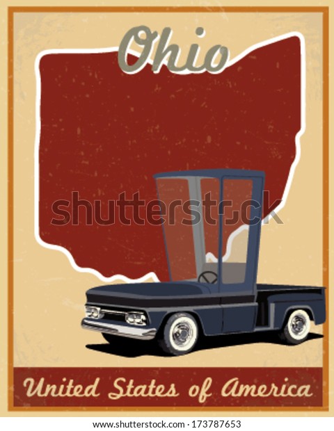 Ohio road trip vintage\
poster