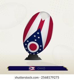 Ohio Rugby Ball on Rugby Kicking Tees with Modern Design. Illustration perfect for sports, national pride, and rugby-related projects.