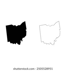 Siluetas de Ohio mapas de Vector de fondo transparente