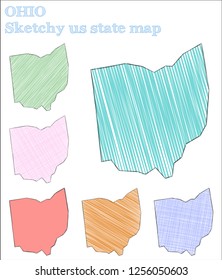 Ohio sketchy us state. Lively hand drawn us state. Positive childish style Ohio vector illustration.