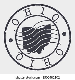 Ohio Stamp Postal. Map Silhouette Seal. Passport Round Design. Vector Icon. Design Retro Travel.