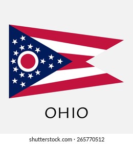 Ohio state flag of America, isolated on white background.