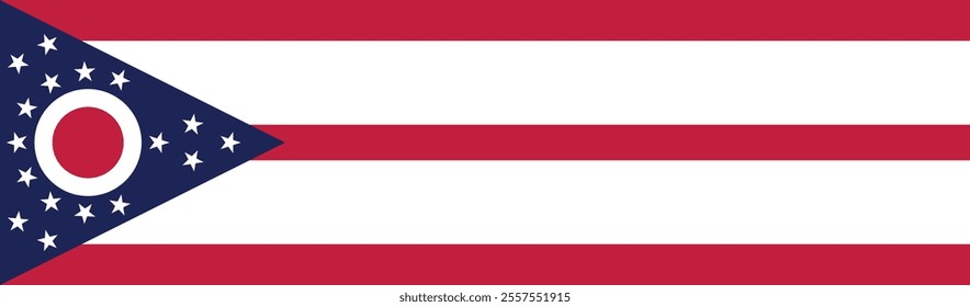 Ohio state flag long banner digital vector illustration