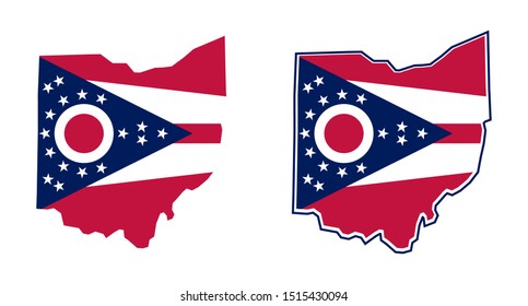 Ohio State Flag Map Vector Illustration Template Isolated on White Background