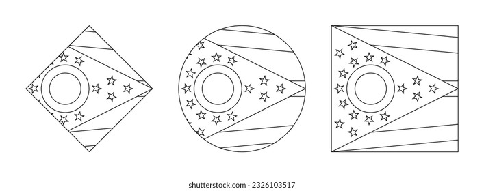 ohio state flag outline set. vector illustration isolated on white background