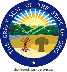 Ohio State Flag Seal Love Heart United States America American Illustration