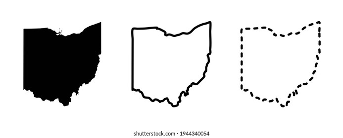 Estado de Ohio aislado en un fondo blanco, mapa de Estados Unidos
