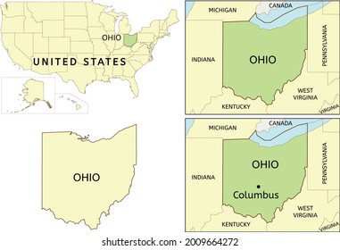 Ohio state location on map of USA