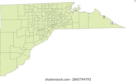 Ohio State Lucas County vector Census Tract polygon based on Tiger 2020 Census Data
