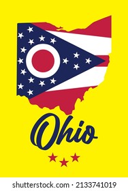 Ohio with state map with flag inside can be use for poster template sourvenier product coffee mug print and attach vector eps.