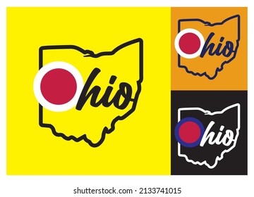 Ohio with state map flag on yellow black and orange background can be use for poster template sourvenier product coffee mug print and attach vector eps.