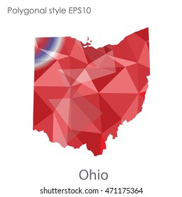 Ohio state map in geometric polygonal style.Abstract gems triangle,modern design background. Vector illustration EPS10