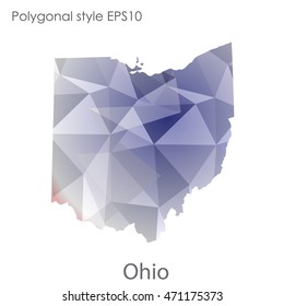 Ohio state map in geometric polygonal style.Abstract gems triangle,modern design background. Vector illustration EPS10