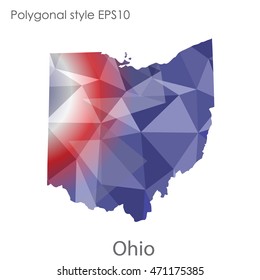 Ohio state map in geometric polygonal style.Abstract gems triangle,modern design background. Vector illustration EPS10