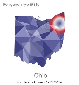 Ohio state map in geometric polygonal style.Abstract gems triangle,modern design background. Vector illustration EPS10