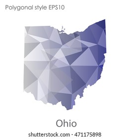 Ohio state map in geometric polygonal style.Abstract gems triangle,modern design background. Vector illustration EPS10