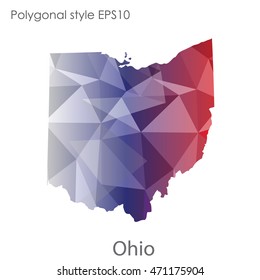 Ohio state map in geometric polygonal style.Abstract gems triangle,modern design background. Vector illustration EPS10